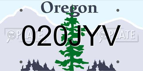020JYV Oregon License Plate