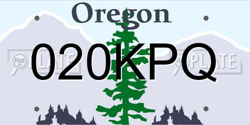 020KPQ Oregon License Plate