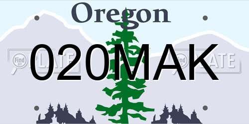 020MAK Oregon License Plate