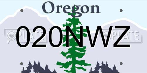 020NWZ Oregon License Plate