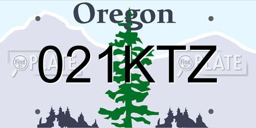 021KTZ Oregon License Plate