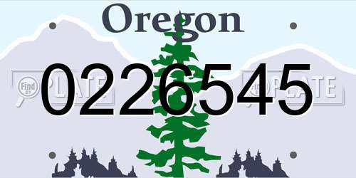 0226545 Oregon License Plate