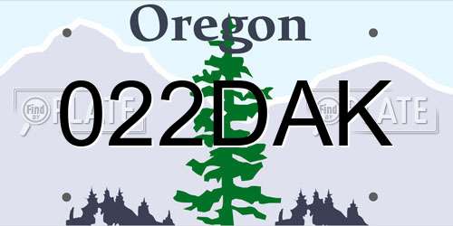 022DAK Oregon License Plate