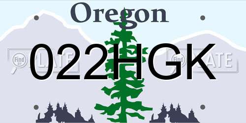 022HGK Oregon License Plate