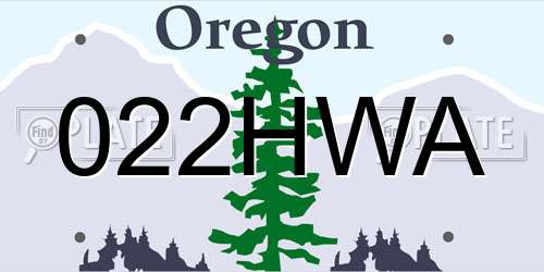 022HWA Oregon License Plate