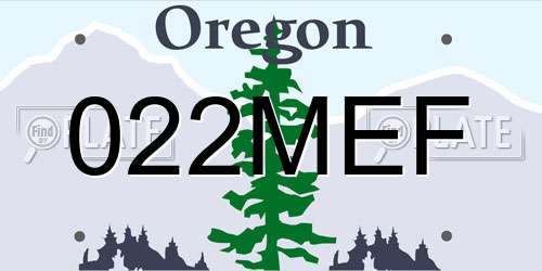 022MEF Oregon License Plate