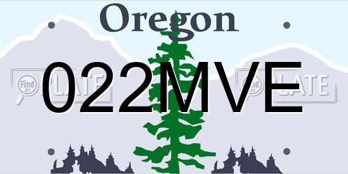 022MVE Oregon License Plate