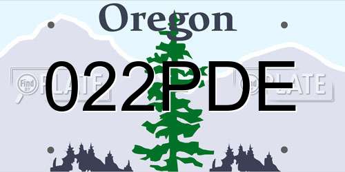 022PDE Oregon License Plate
