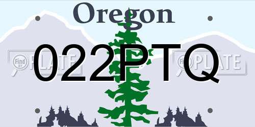 022PTQ Oregon License Plate