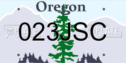 023JSC Oregon License Plate