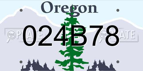 024B78 Oregon License Plate