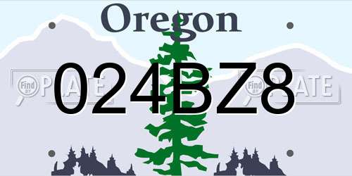 024BZ8 Oregon License Plate