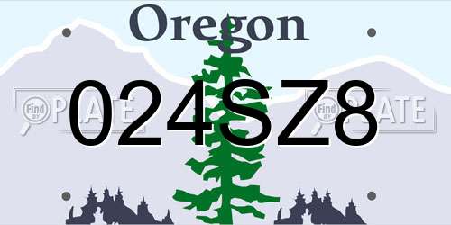 024SZ8 Oregon License Plate