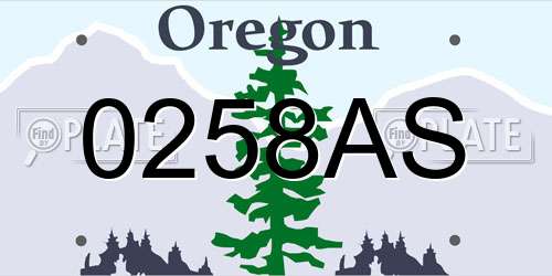 0258AS Oregon License Plate
