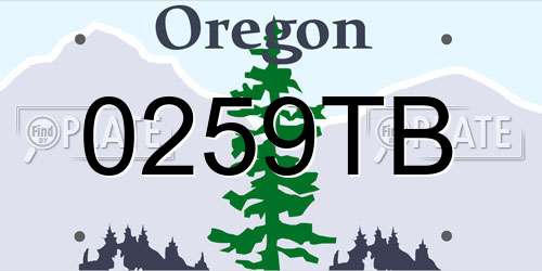 0259TB Oregon License Plate
