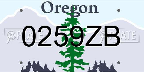 0259ZB Oregon License Plate
