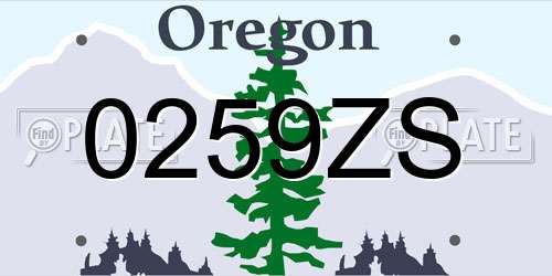 0259ZS Oregon License Plate