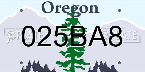 025BA8 Oregon License Plate