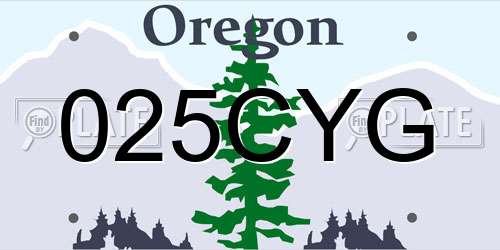 025CYG Oregon License Plate