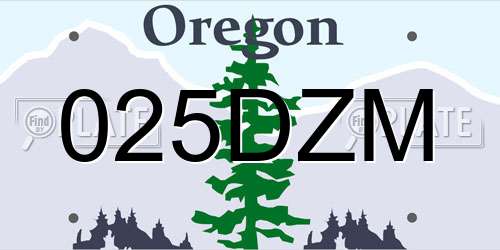 025DZM Oregon License Plate