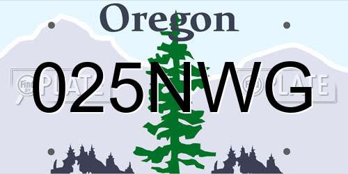025NWG Oregon License Plate