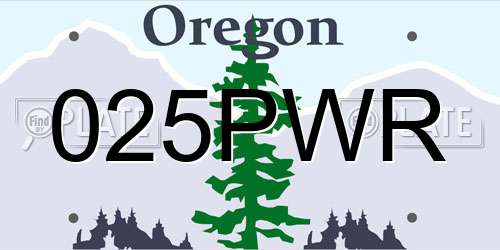 025PWR Oregon License Plate