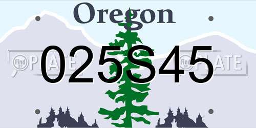 025S45 Oregon License Plate