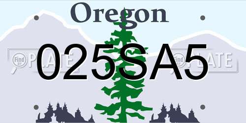 025SA5 Oregon License Plate