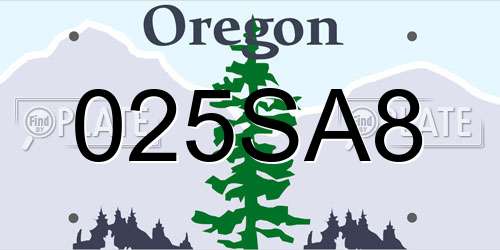 025SA8 Oregon License Plate