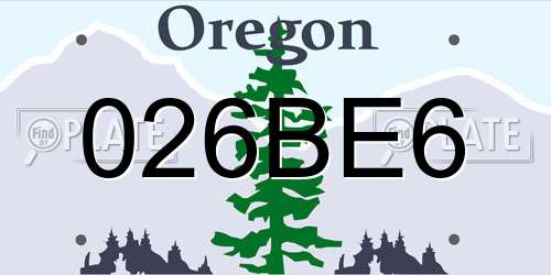 026BE6 Oregon License Plate