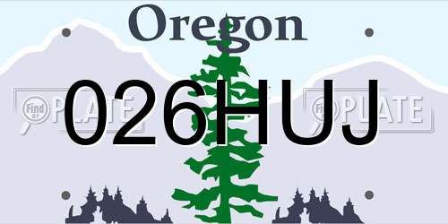 026HUJ Oregon License Plate
