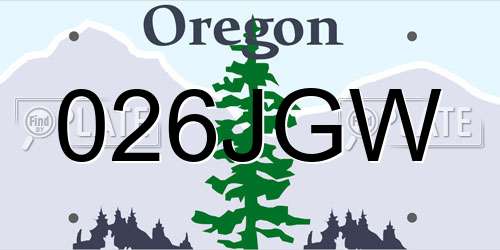 026JGW Oregon License Plate