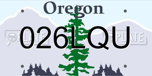 026LQU Oregon License Plate