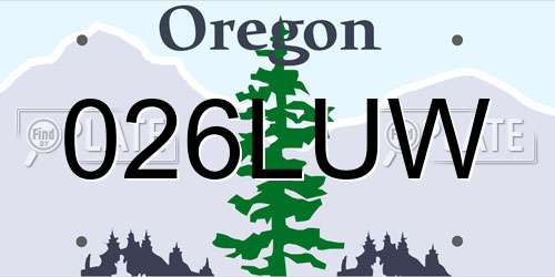 026LUW Oregon License Plate