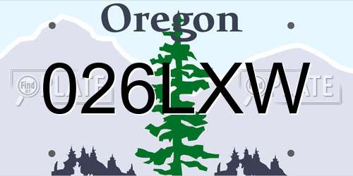 026LXW Oregon License Plate