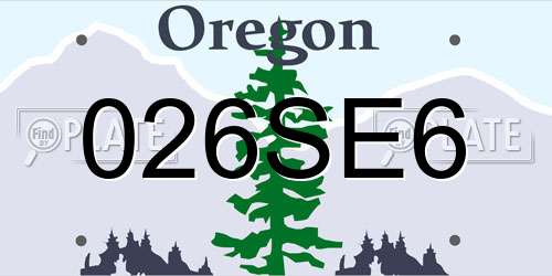 026SE6 Oregon License Plate