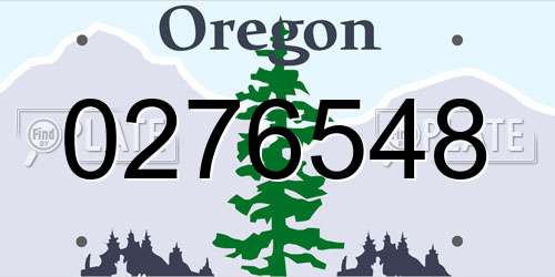 0276548 Oregon License Plate