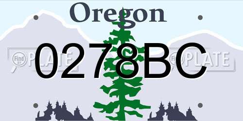 0278BC Oregon License Plate