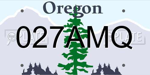 027AMQ Oregon License Plate