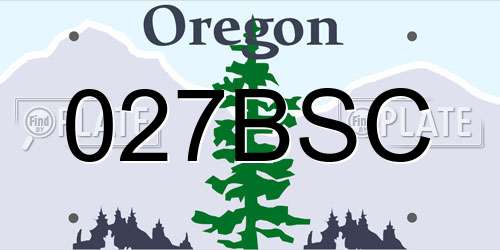 027BSC Oregon License Plate