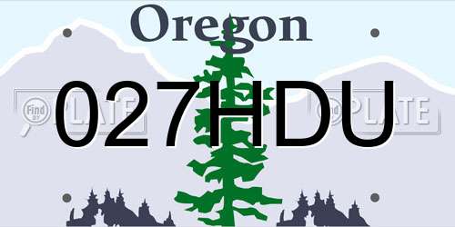 027HDU Oregon License Plate