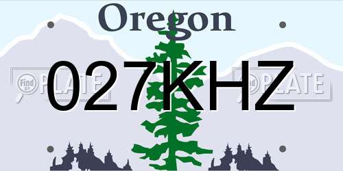 027KHZ Oregon License Plate