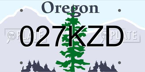 027KZD Oregon License Plate