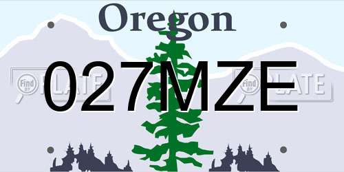 027MZE Oregon License Plate