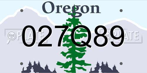 027Q89 Oregon License Plate