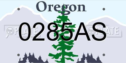 0285AS Oregon License Plate