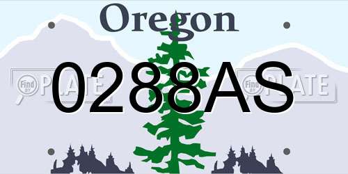 0288AS Oregon License Plate