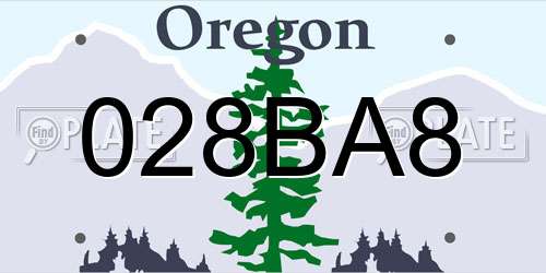 028BA8 Oregon License Plate