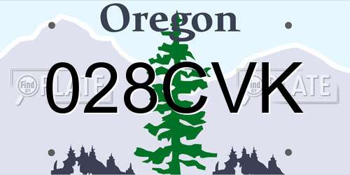 028CVK Oregon License Plate