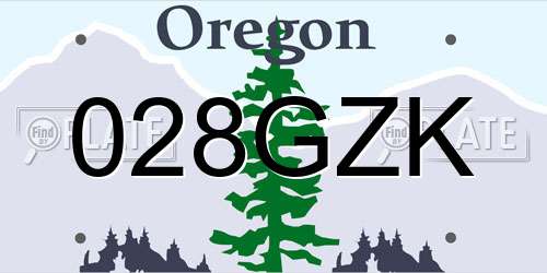 028GZK Oregon License Plate